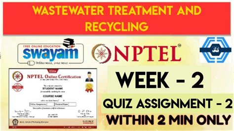 Wastewater Treatment And Recycling Week 2 Quiz Assignment Solution