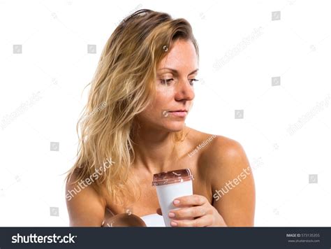 Pretty Nude Blonde Woman White Fabric Stock Photo 573135355 Shutterstock