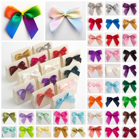 Large 5cm Satin Bows Self Adhesive Sticky Pre Tied 16mm Ribbon Etsy