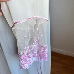 Vintage Cream Nightgown Sheer Lace Robe Set Vintage Peignoir Set Bridal Lingerie Set With Pink