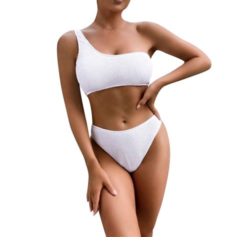 Zhaghmin Ribbed Bikini Swimsuit For Women Solid Color Padded Push Up