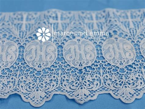 White Liturgical Lace Trim Fabric By The Yard Religious Marian Lace Jhs