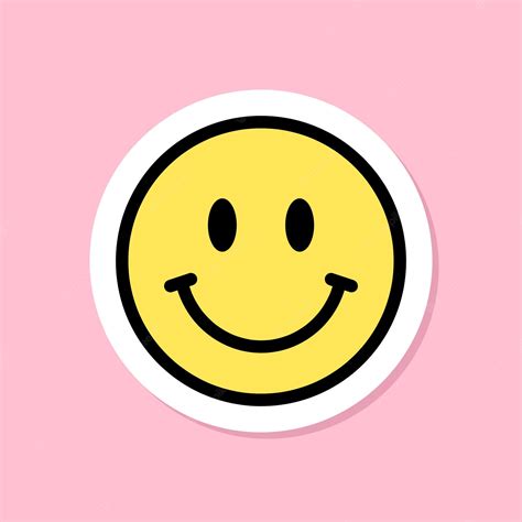 Premium Vector Smiling Face Sticker Yellow Symbol With Black Outline