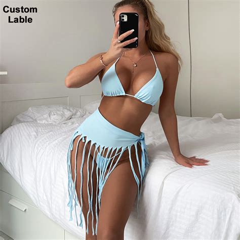 Pcs Bra And Panty Set Women Solid Color High Cut Bikini Sets Sexy V Neck Swimsuit For Women