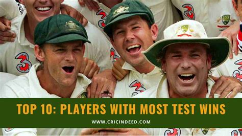 Top 10 Most Test Wins As Players Cricindeed