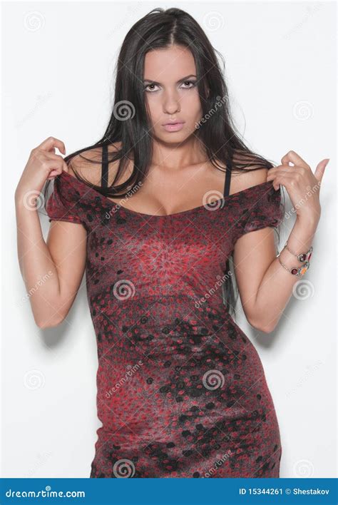 Attractive Brunette Bares Her Neck Stock Image Image Of Brown Person 15344261