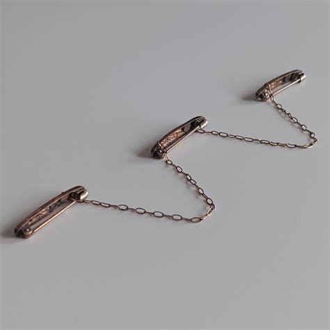 Repousse Gold Filled Ruby Chained Lingerie Pins Tripl Gem