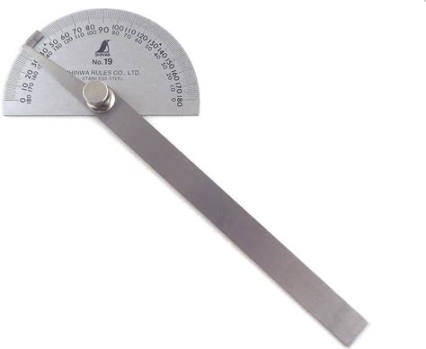 Amazon.co.jp: シンワ 日本製 #19 ステンレス分度器 0~180度 丸頭: 文房具・オフィス用品