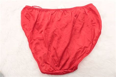 Vintage New Bikini Panties Red Nylon Sheer Butterfly Gem