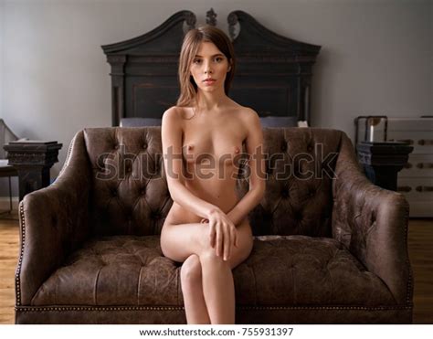 Beautiful Sexy Brunette Nude Woman Sitting Stock Photo 755931397 Shutterstock