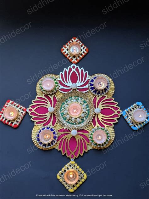 Diwali Tealight Lotus Rangoli House Warming Gift Table Top - Etsy