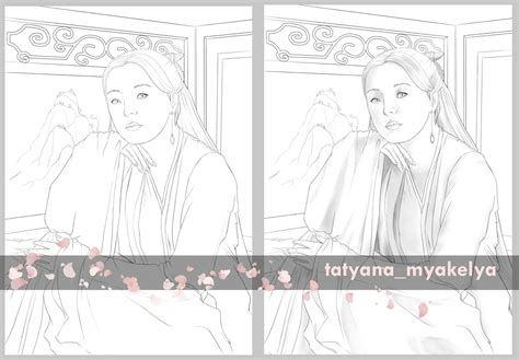 "Бай Цянь" Раскраска 2 в 1 (лайн + грейскейл), серия "Дорама" - Мякеля ...