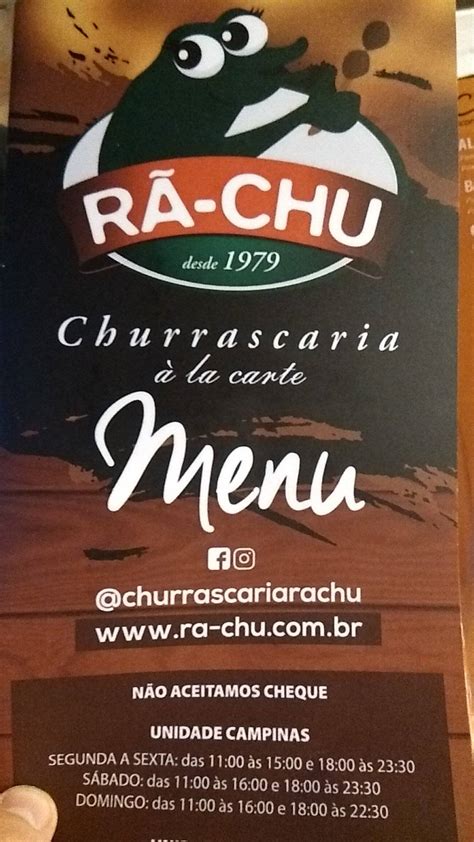 Menu At R Chu Churrascaria La Carte Restaurante Unidade Guanabara