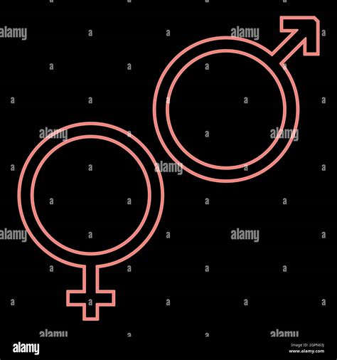 Neon Venus And Mars Symbol The Red Color Vector Illustration Flat Style