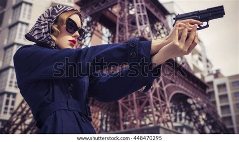 Beautiful Brunette Sexy Spy Agent Killer Stock Photo Edit Now 448470295