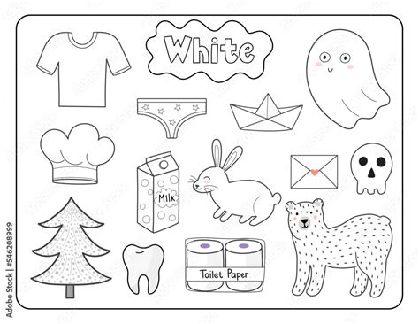 set  white color objects primary colors flashcard  white