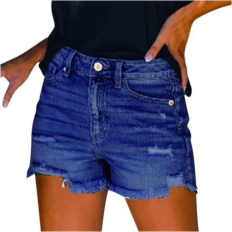 Safuny Women S Denim Hot Pants Beach Mini Shorts Jeans Pocket Clearance High Waisted Button