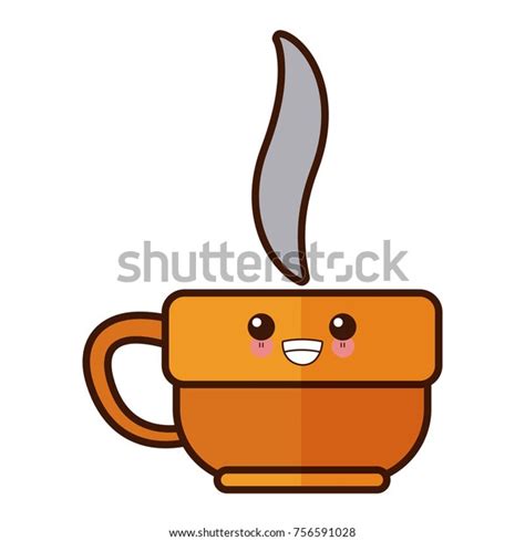 Hot Coffee Cup Cute Kawaii Cartoon Stock Vector Royalty Free