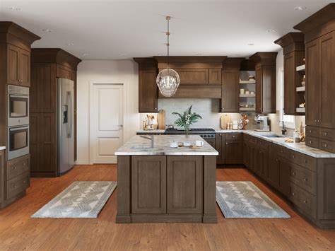 Dark Brown Wood Kitchen Cabinets
