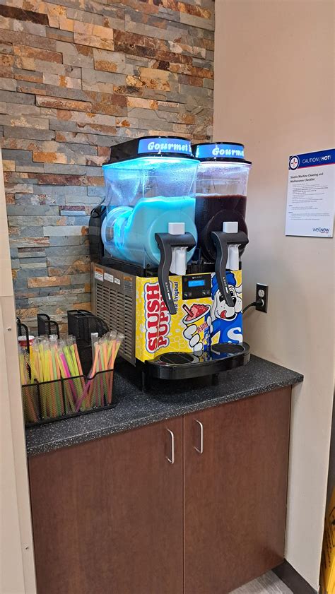 The urgent care center near my house has a slushie machine in the