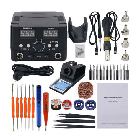 D W In Hot Air Gun Soldering Iron Station Set Supports Automatic Sleep Dual Display