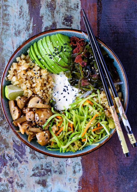 Cauliflower Rice And Seaweed Vegetable Poke Bowl Creative In My Kitchen