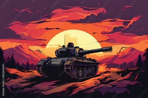 Tank Illustration Of A Army Tank On Battlefield A Battlefield