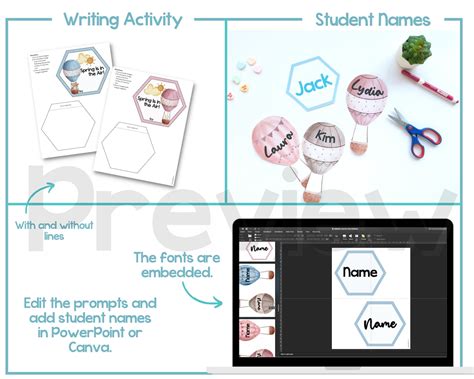 Hot Air Balloons Spring Bulletin Board Interactive Classroom Decor Editable Bunting