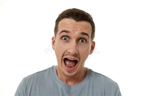 Scared Guy Looking At Camera On White Background Stock Photo Image Of