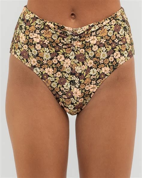 Shop Rip Curl Sea Of Dreams High Waisted Bikini Bottom In Brown Fast