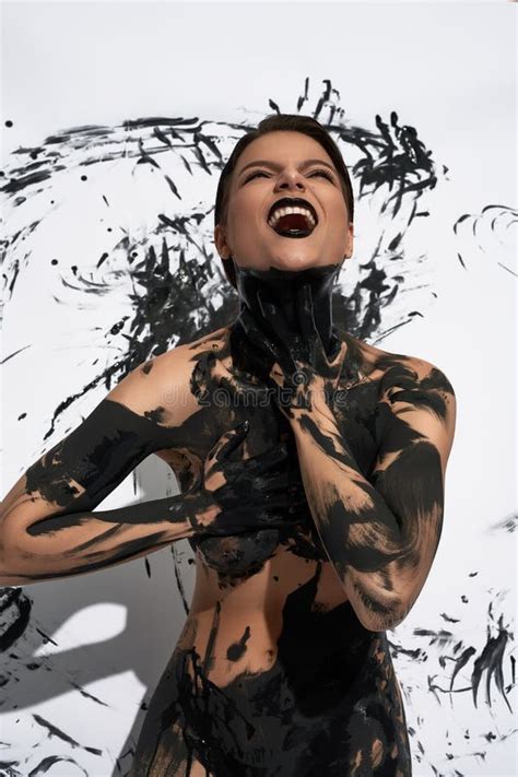 Naked Woman Smearing Body With Black Mud Stock Photo Image Of Model Seductive 269579958