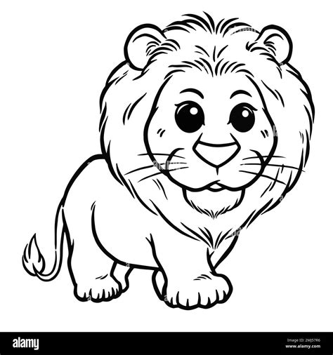 Ilustración Vectorial De León De Dibujos Animados Libro Para Colorear Para Niños Imagen Vector