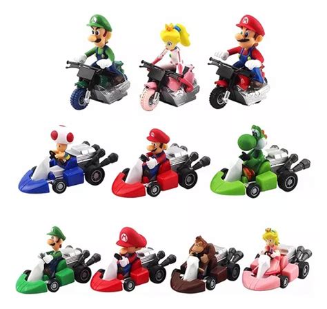 Colección 10 Figuras Super Mario Kart Luigi Yoshi Peach Toad Envío gratis