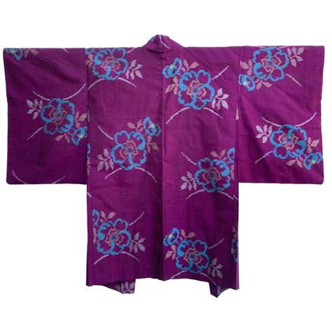 Plum Meisen Silk Haori With Floral Branch Pattern Gem