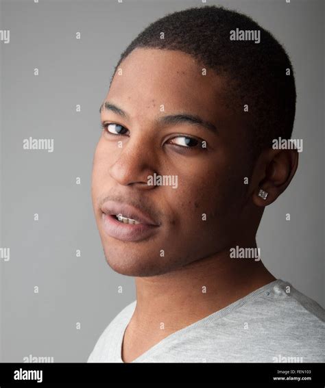 Close Up Headshot Portrait Of A Handsome Black Man Stock Photo Alamy