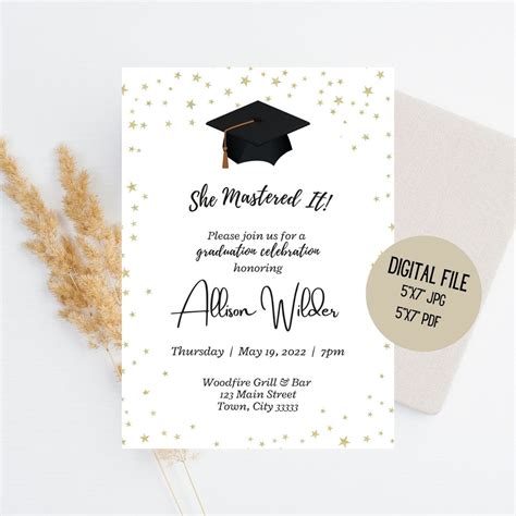 Masters Graduation Party Invitation Minimalist Invite Class Of 2024