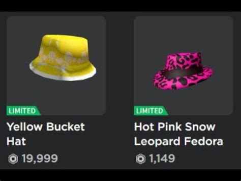 Two New Roblox Limiteds Hot Pink Snow Leopard Fedora Yellow Bucket