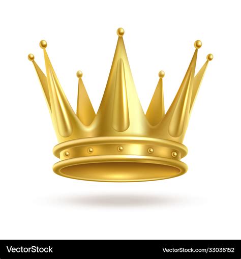 Realistic Golden Crown 3d Elegant Queen Royalty Free Vector