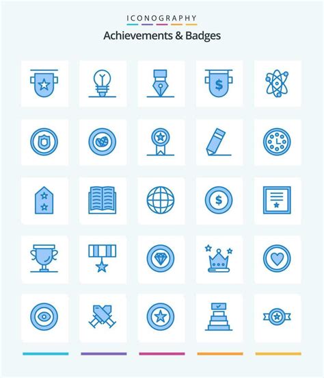 Creative Achievements Badges Blue Icon Pack Such As Finance