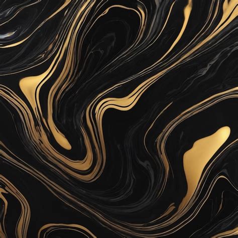 Premium AI Image Black Liquid Marble Background Abstract Flowing