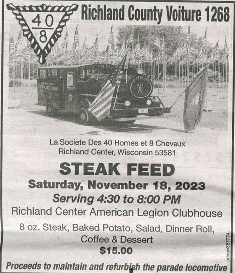 Richland County Voiture 1268 Steak Feed Richland Center Wisconsin