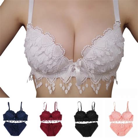 Daboom Women S Floral Lace Bra And Panty Set Sexy Plus Up Bra Underwire Lightly Lined Lingerie