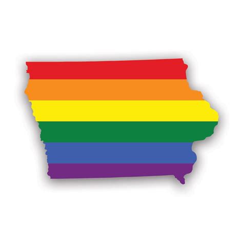 Iowa State Shaped Gay Pride Rainbow Flag Sticker Decal Self Adhesive Vinyl Weatherproof