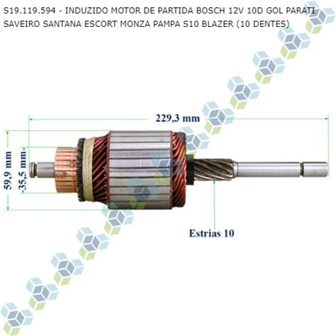 Induzido Motor De Partida Bosch V D Gol Parati Saveiro Santana