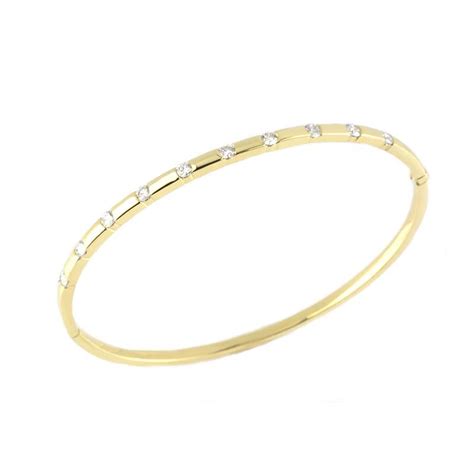 18k Yellow Gold Diamond Set Hinged Bangle 070ct Rich Diamonds