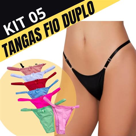 Kit Tangas Fio Duplo Regulagem Na Lateral Moda Ntima Lingerie Calcinha Forro Algod O