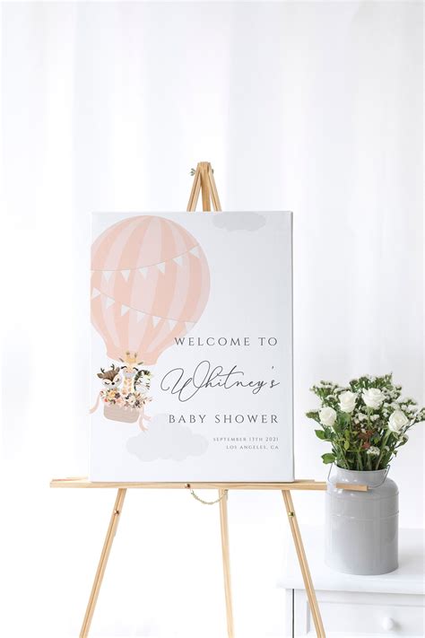 Hot Air Balloon Welcome Sign Baby Shower Welcome Sign Etsy