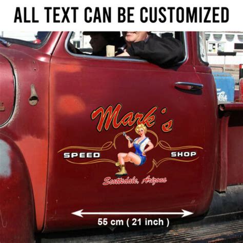 Personalized Pinup Girl Spark Plug Hot Rod Pinstriping Set 02 Vinyl Decals Dingmun