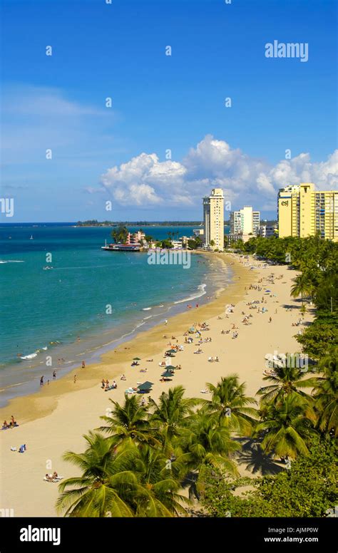 San Juan Puerto Rico Isla Verde Caribbean islands, famous beach with ...