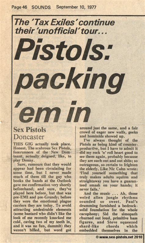 God Save The Sex Pistols Doncaster 24th August 77 Press Cutting